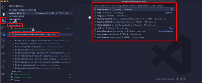 Compare Branches View in VsCode